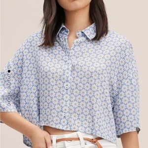 Mango Floral Print Crop Shirt - size XS-S